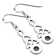 Long Labradorite Trinity Knot Silver Earrings - e301